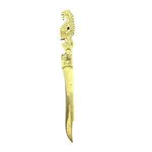 Vintage Brass Winged Dragon Dagger Letter Opener Marked Japan